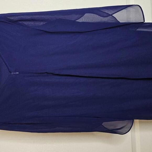 Elegant Sheer Evening Dress - Size 10 - Deep Blue - Picture 4 of 7
